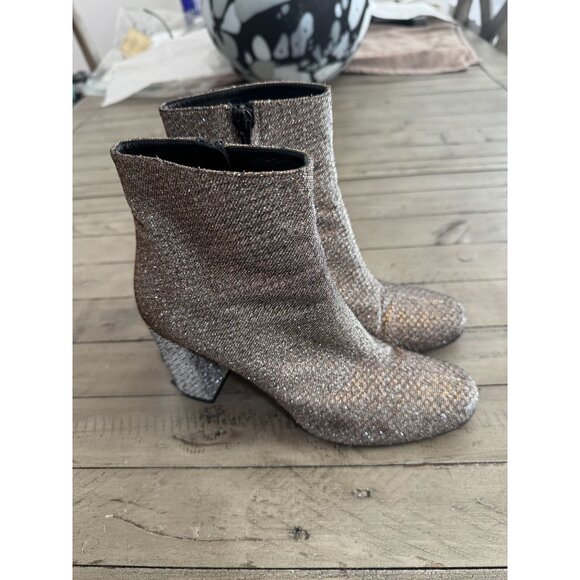 SAINT LAURENT Loulou Babies Metallic Zip Ankle Boots Booties Ciad Silver 38.5 - Picture 3 of 10